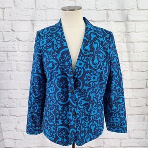 Talbots Blazer 14P Blue Paisley Work Professional Boardroom Conference Bright